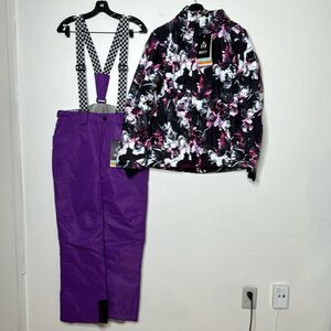 Smaining Women's Large Ski Jacket & Pants Set Snowboarding Snowsuit Waterproof